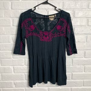 Vanessa Virginia Anthropologie blouse embroidered